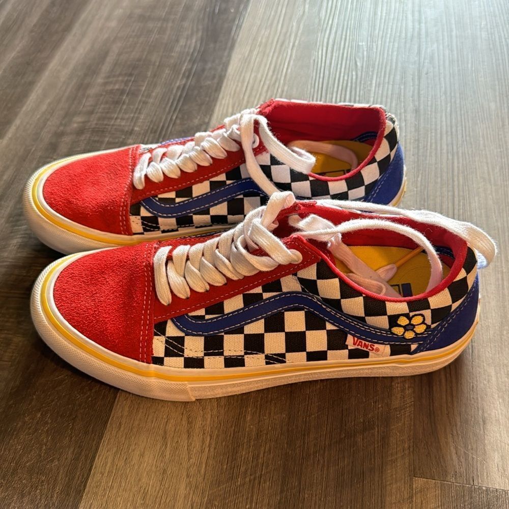 Rare Vans Old Skool Pro Brighton Red, Blue & White Skate Shoes Mens 7.5